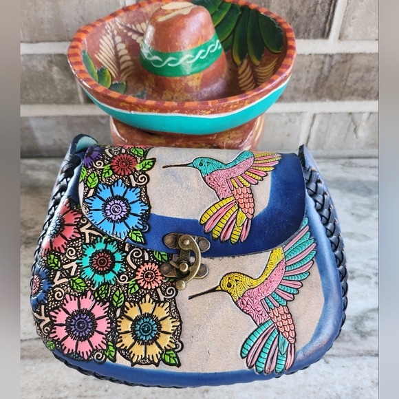 Hand Tooled Hummingbird Crossbody - Picture 3 of 16